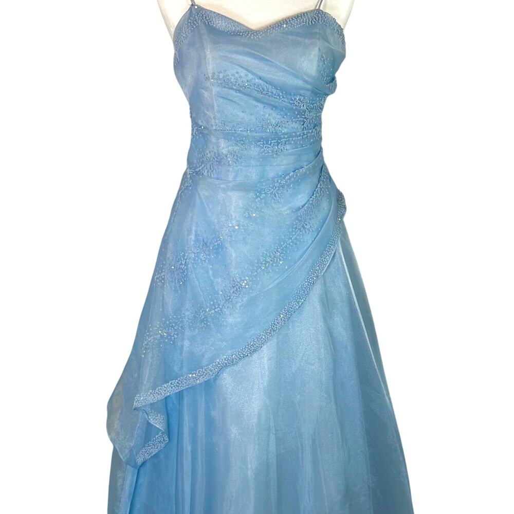 VTG Fairytale Blue Fairy Evening Gown XS Cinderella Princess Ball Gown Coquette - Picture 3 of 13